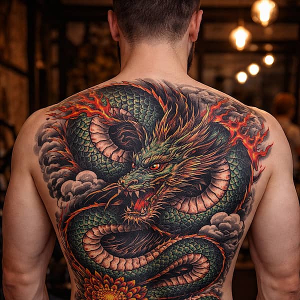 Black and grey and Japanese-inspired dragon tattoo ideas